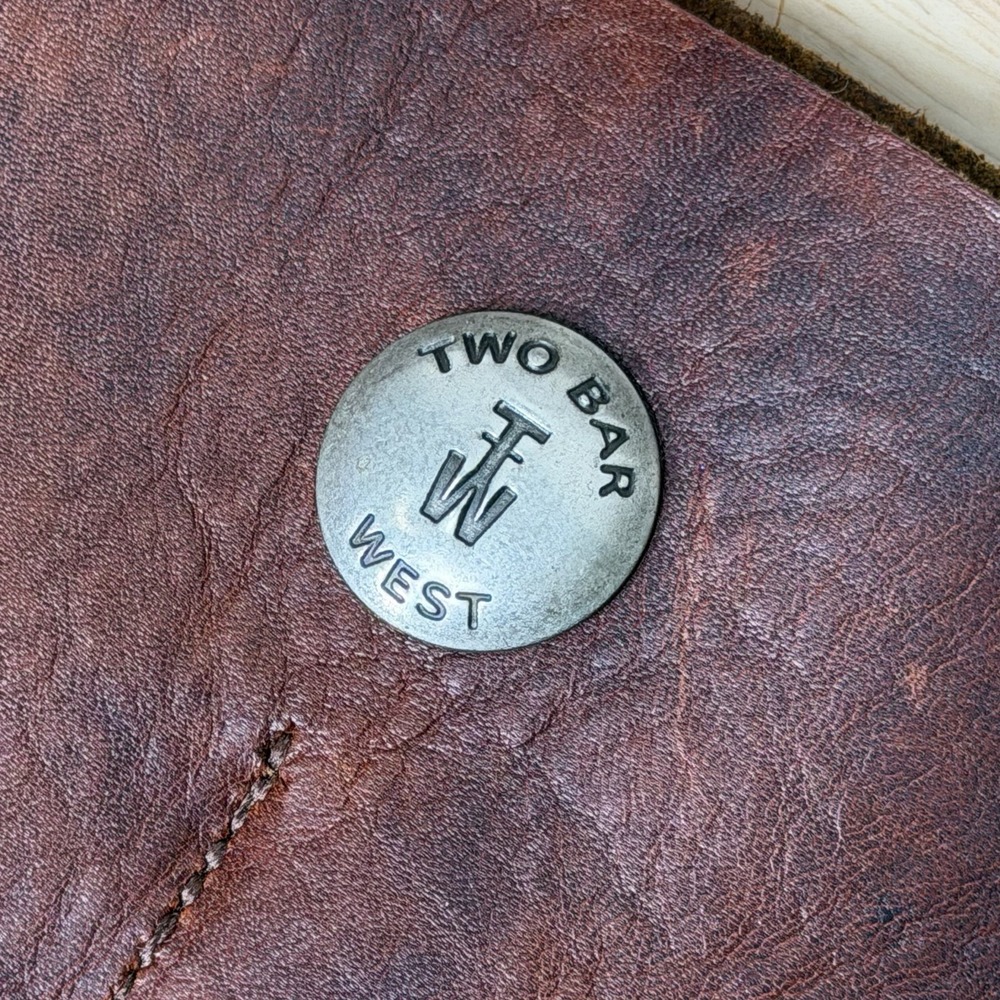 Two Bar West Leather Tote Bag Brown Southwestern Cross Stone Boho Western Purse - Picture 5 of 16